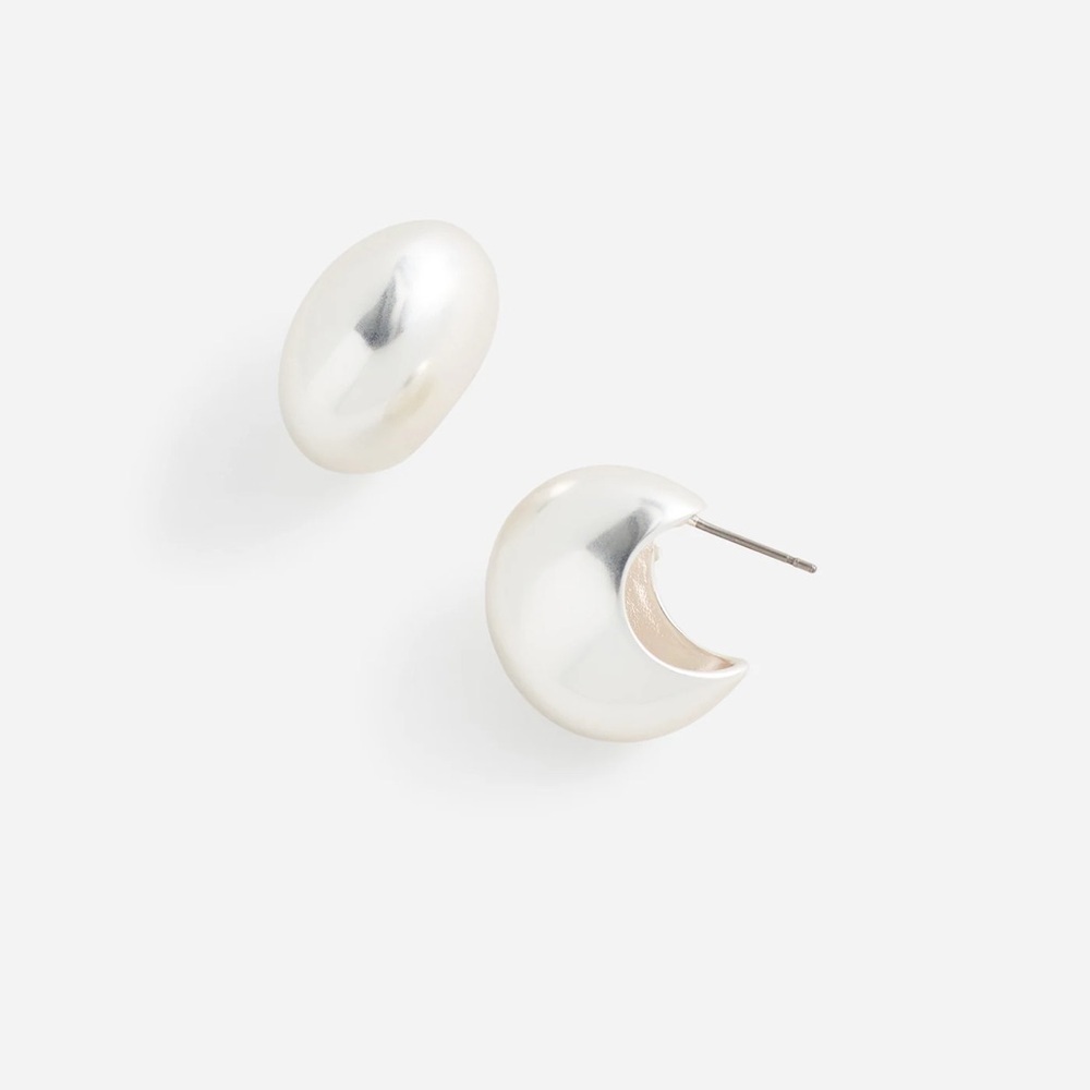 Madewell Silver Dome Hoop Stud Earrings